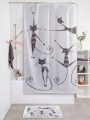 Штора для ванной с водоотталкивающей пропиткой «Полосатые коты» - Фото 2
