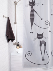 Штора для ванной с водоотталкивающей пропиткой «Полосатые коты» - Фото 3