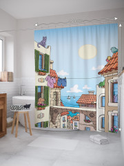 Штора для ванной с водоотталкивающей пропиткой «Портовая улица» - Фото 1