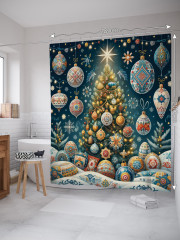 Штора для ванной с водоотталкивающей пропиткой «Праздничная елка» - Фото 1