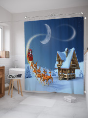 Штора для ванной с водоотталкивающей пропиткой «Прибытие Санты» - Фото 1