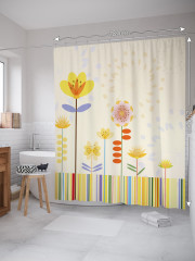 Штора для ванной с водоотталкивающей пропиткой «Примитивные цветы» - Фото 1