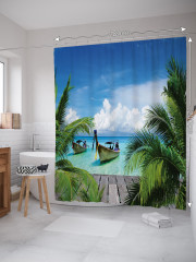 Штора для ванной с водоотталкивающей пропиткой «Путешественники на берегу» - Фото 1