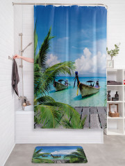 Штора для ванной с водоотталкивающей пропиткой «Путешественники на берегу» - Фото 2