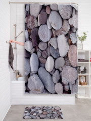 Штора для ванной с водоотталкивающей пропиткой «Разная галька» - Фото 2