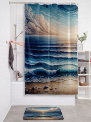 Штора для ванной с водоотталкивающей пропиткой «Рассвет на море» - Фото 2
