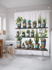 Штора для ванной с водоотталкивающей пропиткой «Растения на полке» - Фото 1