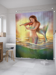 Штора для ванной с водоотталкивающей пропиткой «Русалка и скрипка» - Фото 1