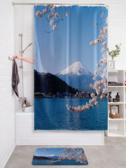 Штора для ванной с водоотталкивающей пропиткой «Сакура на фоне Фудзиямы» - Фото 2