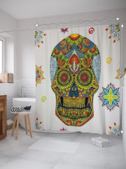 Штора для ванной с водоотталкивающей пропиткой «Сахарный череп из Мексики» - Фото 1