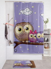 Штора для ванной с водоотталкивающей пропиткой «Семья сов на дереве» - Фото 2