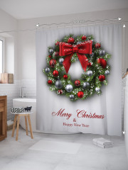 Штора для ванной с водоотталкивающей пропиткой «Сказочный рождественский венок» - Фото 1