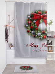 Штора для ванной с водоотталкивающей пропиткой «Сказочный рождественский венок» - Фото 2