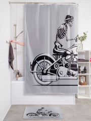 Штора для ванной с водоотталкивающей пропиткой «Скелет на мотоцикле» - Фото 2