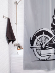 Штора для ванной с водоотталкивающей пропиткой «Скелет на мотоцикле» - Фото 3