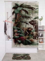 Штора для ванной с водоотталкивающей пропиткой «Слоны в джунглях» - Фото 2
