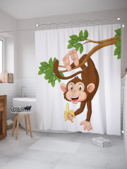 Штора для ванной с водоотталкивающей пропиткой «Смешная обезьяна» - Фото 1