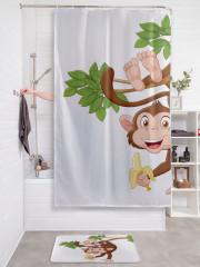Штора для ванной с водоотталкивающей пропиткой «Смешная обезьяна» - Фото 2