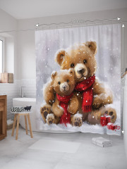 Штора для ванной с водоотталкивающей пропиткой «Снежные мишки» - Фото 1