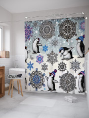 Штора для ванной с водоотталкивающей пропиткой «Снежные пингвины» - Фото 1