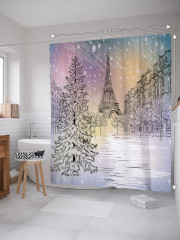 Штора для ванной с водоотталкивающей пропиткой «Снежный париж» - Фото 1