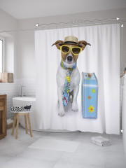 Штора для ванной с водоотталкивающей пропиткой «Собака путешественник» - Фото 1