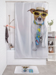 Штора для ванной с водоотталкивающей пропиткой «Собака путешественник» - Фото 2