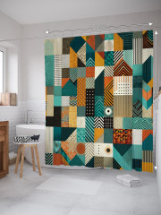 Штора для ванной с водоотталкивающей пропиткой «Современная геометрия» - Фото 1