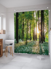Штора для ванной с водоотталкивающей пропиткой «Солнце на краю леса» - Фото 1