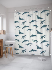 Штора для ванной с водоотталкивающей пропиткой «Сосредоточенные акулы» - Фото 1