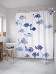 Штора для ванной с водоотталкивающей пропиткой «Стая рыб» - Фото 1