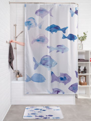 Штора для ванной с водоотталкивающей пропиткой «Стая рыб» - Фото 2