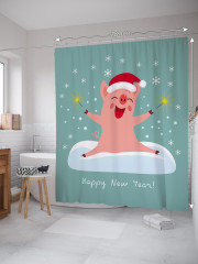 Штора для ванной с водоотталкивающей пропиткой «Счастливая свинка» - Фото 1