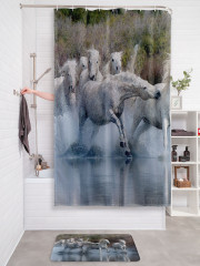 Штора для ванной с водоотталкивающей пропиткой «Табун белых лошадей» - Фото 2