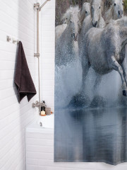 Штора для ванной с водоотталкивающей пропиткой «Табун белых лошадей» - Фото 3