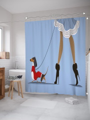 Штора для ванной с водоотталкивающей пропиткой «Такса в свитере» - Фото 1