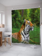 Штора для ванной с водоотталкивающей пропиткой «Тигриный заплыв» - Фото 1