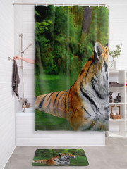 Штора для ванной с водоотталкивающей пропиткой «Тигриный заплыв» - Фото 2