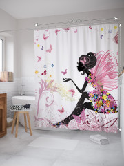 Штора для ванной с водоотталкивающей пропиткой «Фея в цветочном платье» - Фото 1