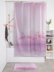 Штора для ванной с водоотталкивающей пропиткой «Фламинго в тумане» - Фото 2