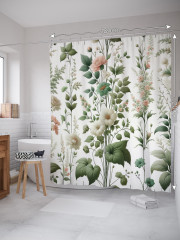 Штора для ванной с водоотталкивающей пропиткой «Цветочное панно» - Фото 1