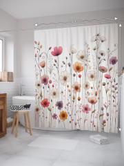 Штора для ванной с водоотталкивающей пропиткой «Цветочный минимализм» - Фото 1