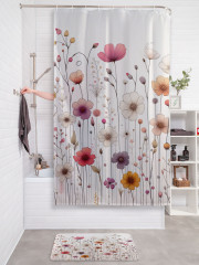Штора для ванной с водоотталкивающей пропиткой «Цветочный минимализм» - Фото 2