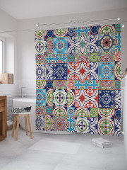 Штора для ванной с водоотталкивающей пропиткой «Цветочный пазл» - Фото 1