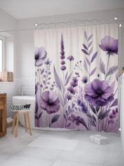 Штора для ванной с водоотталкивающей пропиткой «Цветы в траве» - Фото 1