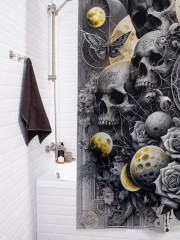 Штора для ванной с водоотталкивающей пропиткой «Черепа в лунном свете» - Фото 3