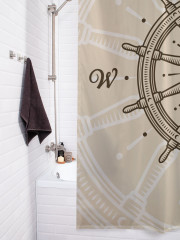 Штора для ванной с водоотталкивающей пропиткой «Штурвал компас» - Фото 3