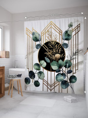 Штора для ванной с водоотталкивающей пропиткой «Эвкалипт с позолотой» - Фото 1