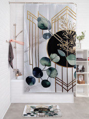 Штора для ванной с водоотталкивающей пропиткой «Эвкалипт с позолотой» - Фото 2