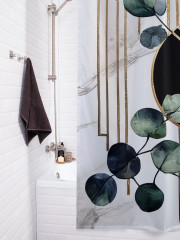 Штора для ванной с водоотталкивающей пропиткой «Эвкалипт с позолотой» - Фото 3